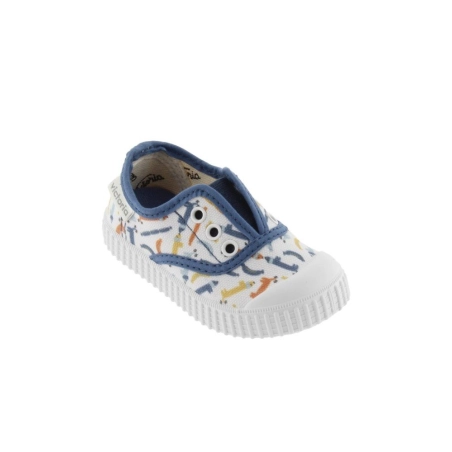 Zapatilla Inglesa Elástico Lona & Print de Victoria Azul