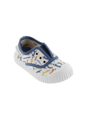 Zapatilla Inglesa Elástico Lona & Print de Victoria Azul