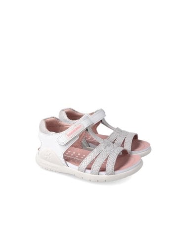 Sandalias Puntera Abierta Niña de Biomecanics blanco / plata