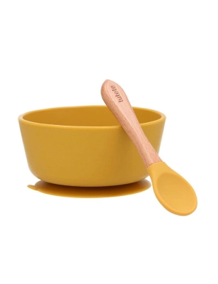Bol de Silicona y Cuchara de Tutete Mostaza