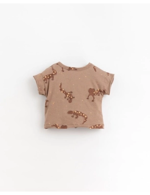 Camiseta Algodón Orgánico y Lino Estampada Play Up marrón