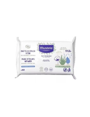 Toallitas al agua de algodón BIO 60uds de Mustela