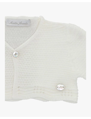 Cardigan Cuello Pico Corto Marfil De Martin Aranda
