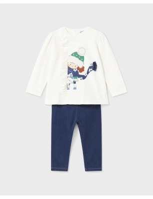 Conj. Leggings Knit Denim Mayoral