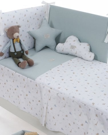 Colcha con Protector para Cuna Safari de Uzturre
