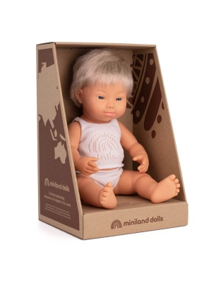 Muñeco Caucásico Rubio con Síndrome de Down 38 cm Miniland Dolls