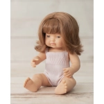Muñeca Caucásica Pelirroja Pelele Rosa 38 cm Miniland Dolls