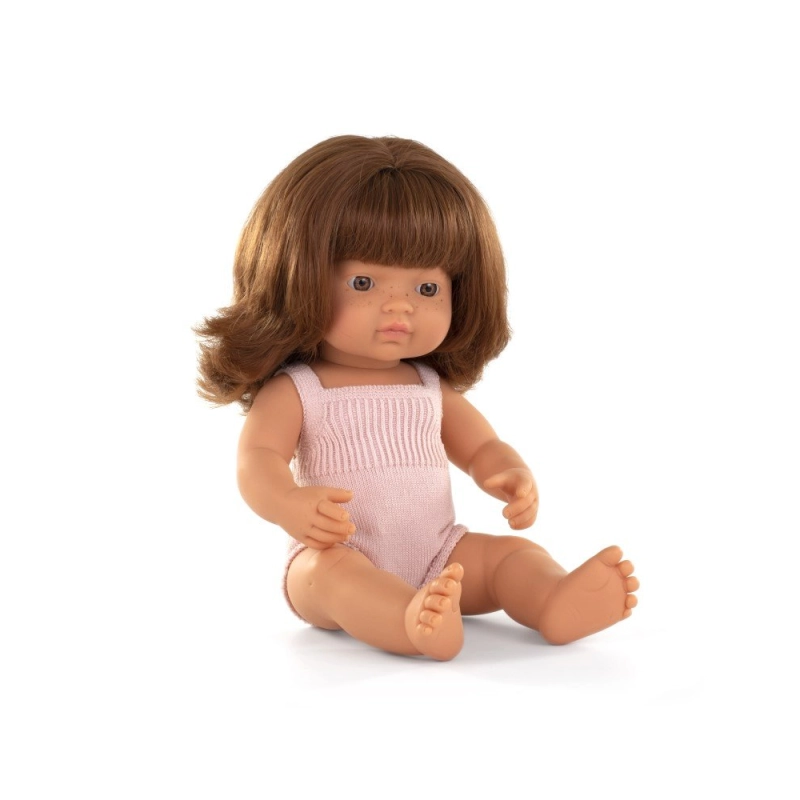 Muñeca Caucásica Pelirroja Pelele Rosa 38 cm Miniland Dolls