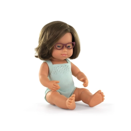 Muñeca Caucásica Síndrome de Down Pelele y Gafas 38 cm Miniland Dolls