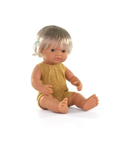 Muñeca Caucásica Implante Coclear con Pelele 38 cm Miniland Dolls