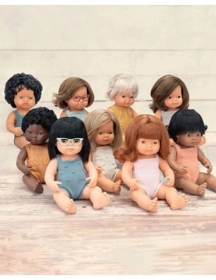 ✔ Muñeca Caucásica Pelirroja Pelele Rosa 38 cm Miniland Dolls