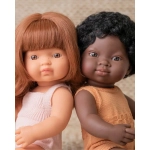 Muñeca Caucásica Pelirroja Pelele Rosa 38 cm Miniland Dolls