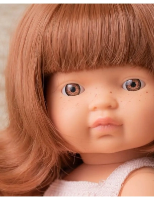 ✔ Muñeca Caucásica Pelirroja Pelele Rosa 38 cm Miniland Dolls