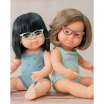 Muñeca Caucásica Síndrome de Down Pelele y Gafas 38 cm Miniland Dolls