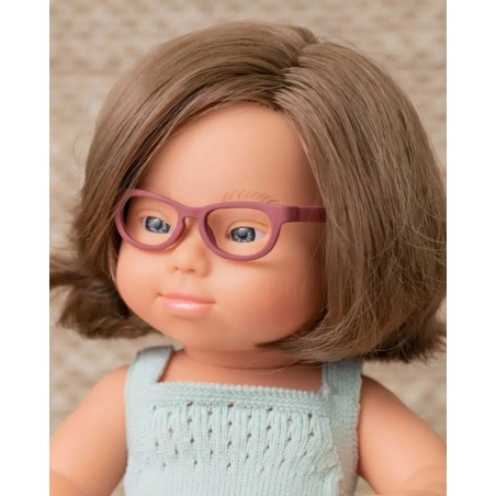 Muñeca Caucásica Síndrome de Down Pelele y Gafas 38 cm Miniland Dolls