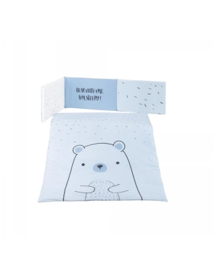 Edredón y Protector Cuna Bear With Me Kikkaboo Azul