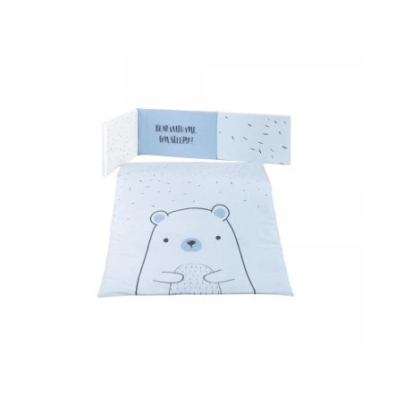 Edredón y Protector Cuna Bear With Me Kikkaboo Azul