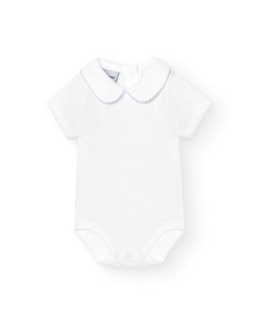 Body Manga Corta Cuello Bebe Pique 1181 Babidu Celeste