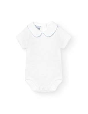 Body Manga Corta Cuello Bebe Pique 1181 Babidu Celeste