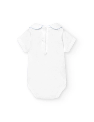 Body Manga Corta Cuello Bebe Pique 1181 Babidu Celeste
