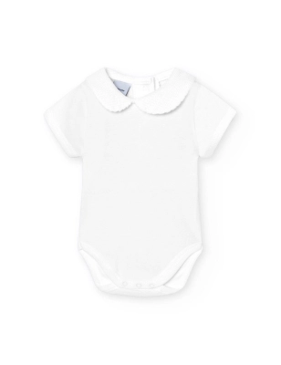 Body Manga Corta Cuello Bebe Pique 1181 Babidu Blanco