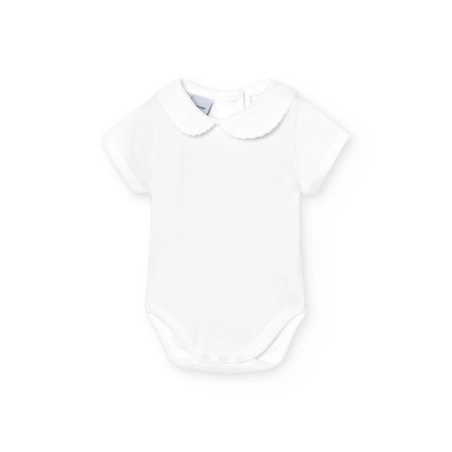 Body Manga Corta Cuello Bebe Pique 1181 Babidu Blanco