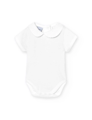 Body Manga Corta Cuello Bebe Pique 1181 Babidu Blanco