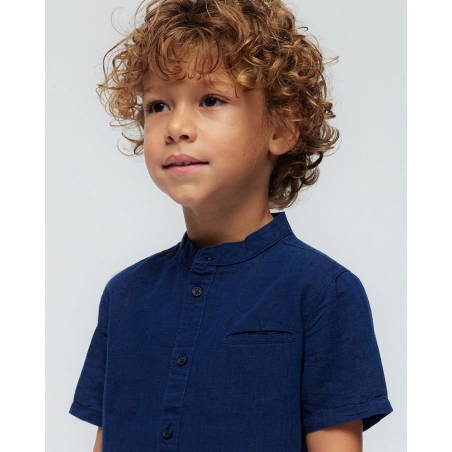Camisa Manga Corta Cuello Mao Lino De Mayoral