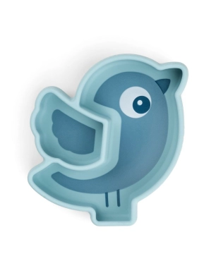 Plato Silicona con Ventosa Birdee Done by Deer Azul