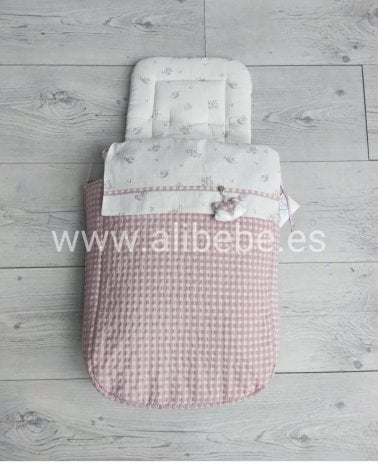 Saco Coche 3 Usos Fox Vichy Rosy Fuentes Rosa Empolvado