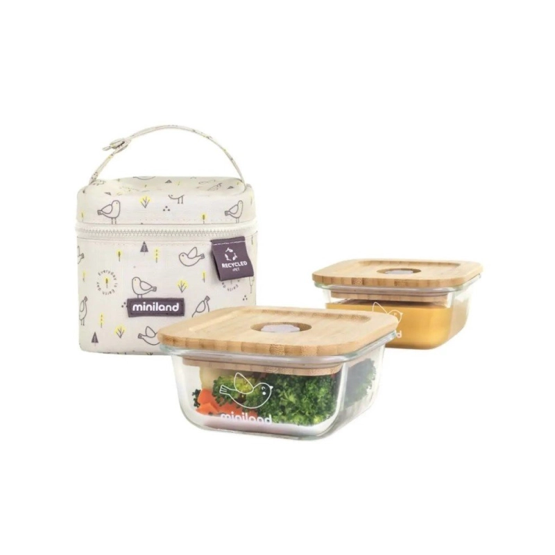 Bolsa Nevera con 2 Tarros de Cristal Ecosquare de Miniland
