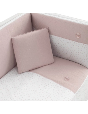 Juego de Colcha y Protector de Cuna Plumeti de Cambrass Rosa