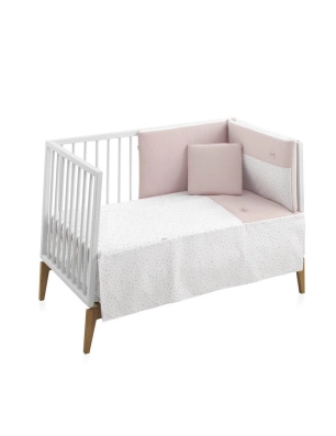 Juego de Colcha y Protector de Cuna Plumeti de Cambrass Rosa
