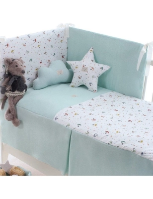 Colcha y Protector de Cuna Ballena de Uzturre Mint
