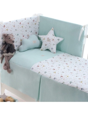 Colcha y Protector de Cuna Ballena de Uzturre Mint