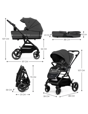 Cochecito 2 en 1 Yoxi de Kinderkraft Moonlight Grey
