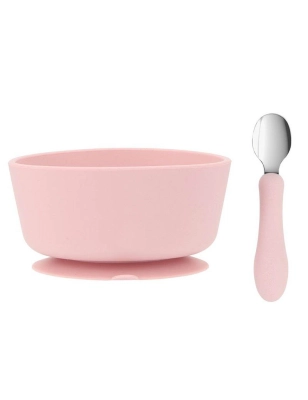 Set Bol de Silicona y Cuchara de Acero de Tutete Light Pink