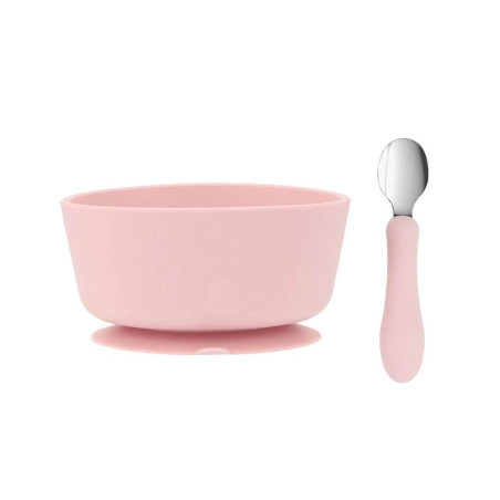 Set Bol de Silicona y Cuchara de Acero de Tutete Light Pink