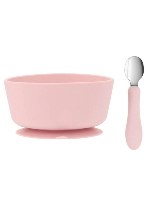 Set Bol de Silicona y Cuchara de Acero de Tutete Light Pink