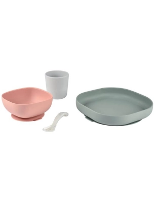 Vajilla de Silicona de 4 piezas de Béaba Eucalipto