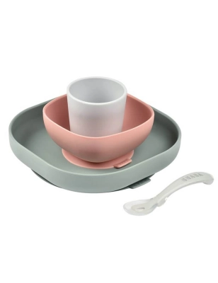 Vajilla de Silicona de 4 piezas de Béaba Eucalipto