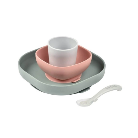 Vajilla de Silicona de 4 piezas de Béaba Eucalipto
