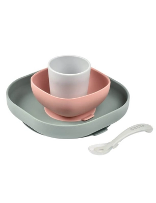 Vajilla de Silicona de 4 piezas de Béaba Eucalipto