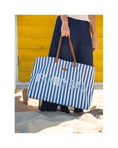 Bolso Family Bag Rayas de Childhome Azul