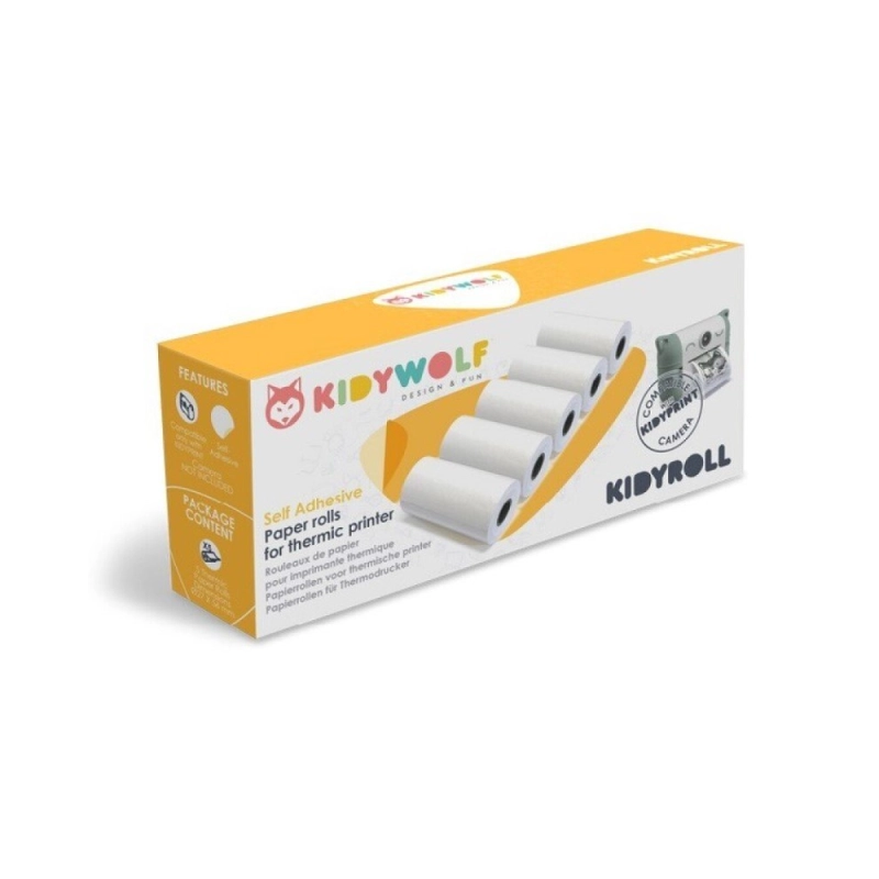 Pack de 5 Rollos de papel Adhesivo para Kidyprint de Kidywolf