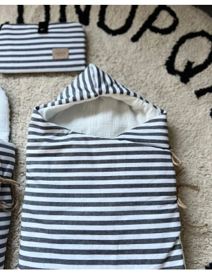 Saco Cuco Capucha Ragazzi Interior Bambula Giraffa Bianca e Blu