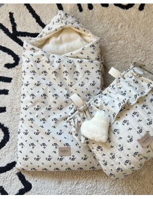 Saco Cuco Capucha Greta Bambula de Giraffa Bianca e Blu