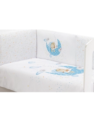 Funda Nórdica y Protector de Cuna Bear Sleeping de Interbaby Azul