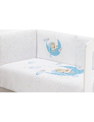 Funda Nórdica y Protector de Cuna Bear Sleeping de Interbaby Azul
