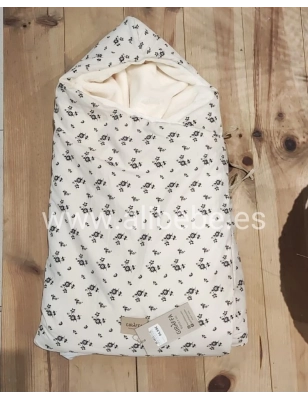 Saco Cuco Capucha Greta Interior Pelo Giraffa Bianca e Blu